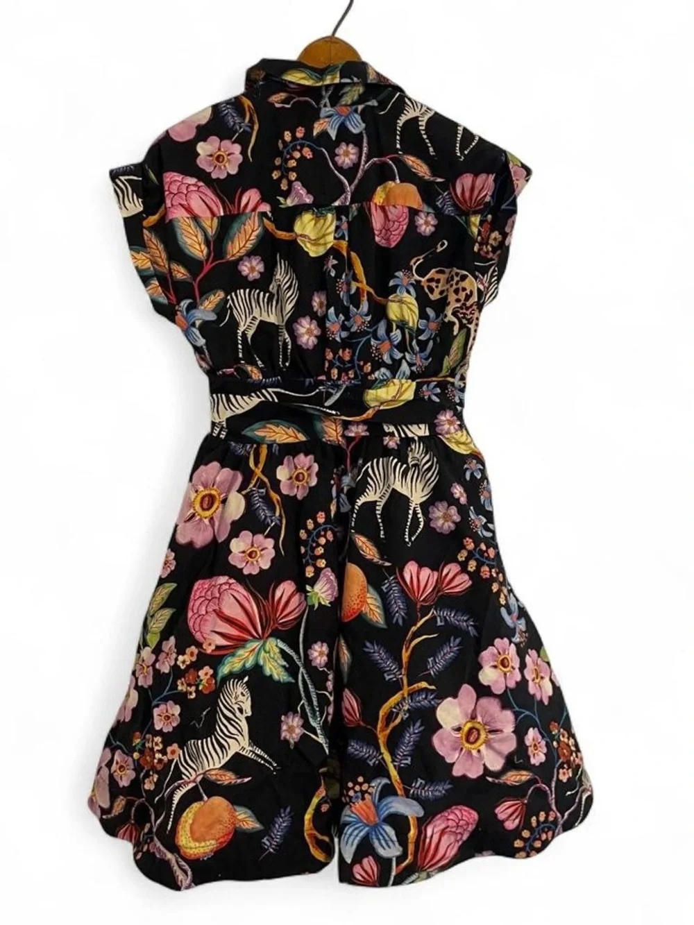Maeve by Anthropologie Womens 2 Multicolor Floral Zebra Cotton Skater Mini Dress